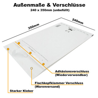 100 F6 Luftpolstertaschen Weiss 240 x 350 mm (DIN A4) - officeking