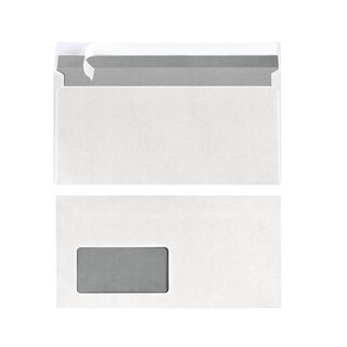 Herlitz Briefumschlag DIN Lang Haftklebend, 25 Stück mit Innendruck, Weiß mit Fenster