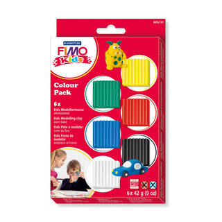 Staedtler Fimo kids Modelliermasse Colour Pack, basic, 6 x 42 g Basic
