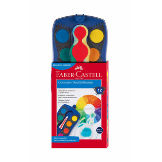 Faber-Castell Farbkasten Blau Connector 12 Farben inkl. Deckweiß