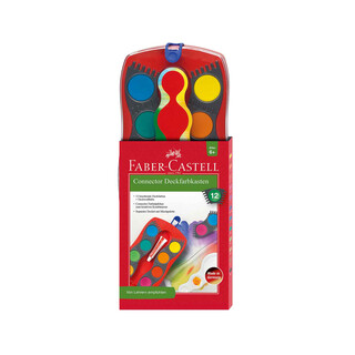 Faber-Castell Farbkasten Rot Connector 12 Farben inkl. Deckweiß