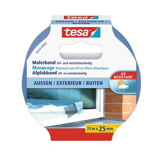 tesa Malerband Maler-Krepp für Innen & Außen - Außen 25 mm 1 Rolle