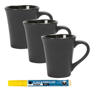 PODARI Porzellan Stift (auch für Glas und Keramik) - Gelb inkl. 3 Tassen