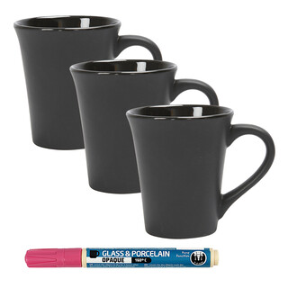 PODARI Porzellan Stift (auch für Glas und Keramik) - Pink inkl. 3 Tassen
