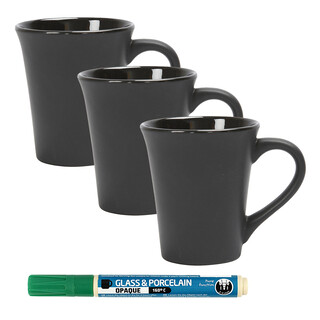 PODARI Porzellan Stift (auch für Glas und Keramik) - Grün inkl. 3 Tassen