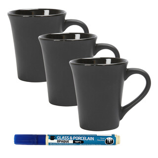 PODARI Porzellan Stift (auch für Glas und Keramik) - Dunkelblau inkl. 3 Tassen