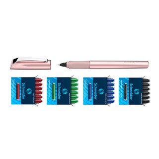 Schneider Tintenroller Ceod Shiny Tintenroller (Powder Pink) + 4x 6 Patronen (Bunt)