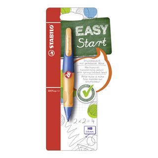 Ergonomischer Druck-Bleistift für Rechtshänder - STABILO EASYergo 1.4 - inklusive 3 dünner Minen - Härtegrad HB Ultramarinblau/Neonorange