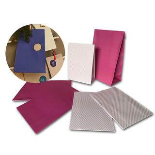 PODARI DIY Adventskalender selber Basteln 24 Papiert�ten Pink in 2 Gr��en | 12,5 x 19 cm & 10,5 x 15 cm | Weihnachten