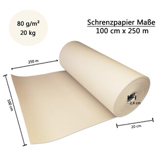 Schrenzpapier auf Rolle | 80 g/m² | 100 cm x 250 m 2 Rollen | Verpackungsmaterial Packpapier Füllmaterial