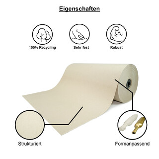 Schrenzpapier auf Rolle | 80 g/m² | 50 cm x 250 m 3 Rollen | Verpackungsmaterial Packpapier Füllmaterial