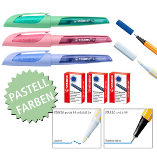 Schulfller - STABILO EASYbuddy Pastel - Schreibfarbe blau (lschbar) - Einzelstift - inkl. Patrone
