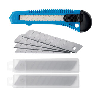 Cuttermesser Blau [Klingenbreite 18 mm inkl. 1 Abbrechklinge + 20 Abbrechklingen extra] Cutter
