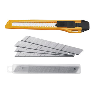 Cuttermesser Orange [Klingenbreite 9 mm inkl. 1 Abbrechklinge + 10 Abbrechklingen extra] Cutter