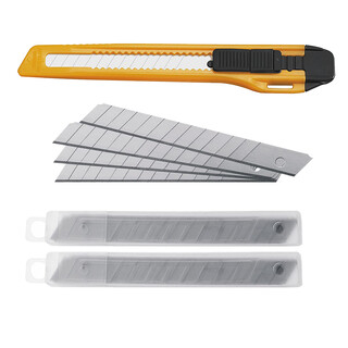 Cuttermesser Orange [Klingenbreite 9 mm inkl. 1 Abbrechklinge + 20 Abbrechklingen extra] Cutter