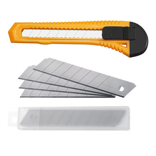 Cuttermesser Orange [Klingenbreite 18 mm inkl. 1 Abbrechklinge + 10 Abbrechklingen extra] Cutter