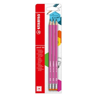 Sechskant-Schulbleistift Pink mit Radierer - STABILO pencil 160