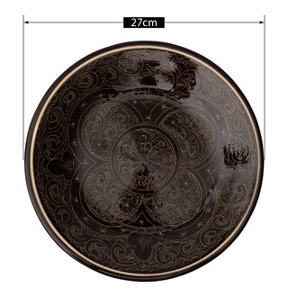Lagan Rishtan Servierteller Keramikteller � 27 cm Muster (Dunkelbraun) - Usbekische Servierplatte mit handbemaltem Design