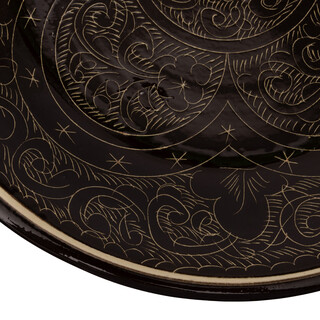 Lagan Rishtan Servierteller Keramikteller � 27 cm Muster (Dunkelbraun) - Usbekische Servierplatte mit handbemaltem Design