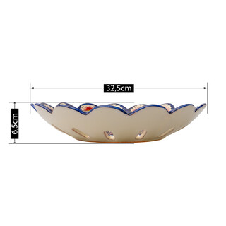 PODARI Obstschale gelocht � 32,5 cm Bunt - Usbekische Schale mit handbemaltem Design