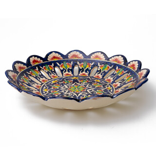 PODARI Obstschale gelocht � 32,5 cm Bunt - Usbekische Schale mit handbemaltem Design