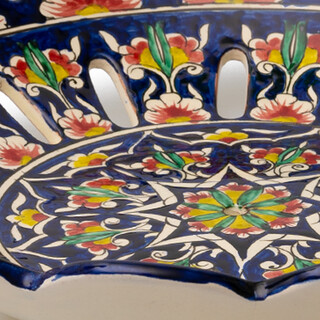 PODARI Obstschale gelocht � 32,5 cm Bunt - Usbekische Schale mit handbemaltem Design