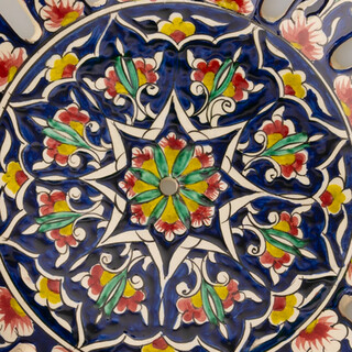 PODARI Obstschale gelocht � 32,5 cm Bunt - Usbekische Schale mit handbemaltem Design