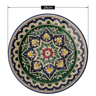 Lagan Rishtan Servierteller Keramikteller � 26 cm Blumenmuster (Blau-Gr�n) - Usbekischer Servierplatte mit handbemaltem Design
