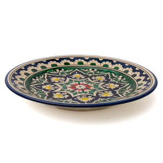 Lagan Rishtan Servierteller Keramikteller � 26 cm Blumenmuster (Blau-Gr�n) - Usbekischer Servierplatte mit handbemaltem Design