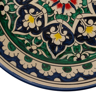 Lagan Rishtan Servierteller Keramikteller � 26 cm Blumenmuster (Blau-Gr�n) - Usbekischer Servierplatte mit handbemaltem Design