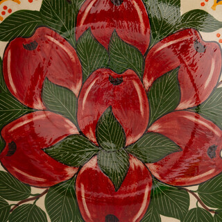 Lagan Rishtan Keramikteller tief Ø 33 cm Handarbeit - Apfel - Usbekischer Teller mit handbemaltem Design