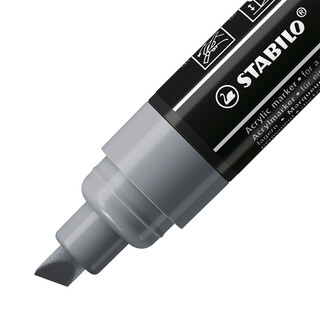 Acrylmarker - STABILO FREE Acrylic - T800C Keilspitze 4-10mm - Bold - 5er Pack - mit 5 verschiedenen Farben