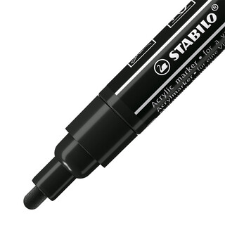 Acrylmarker - STABILO FREE Acrylic - 3er Pack - je 1x T100, T300, T800C - mit 3 verschiedenen Spitzen - schwarz