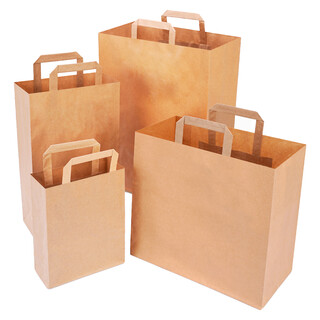 Papiertragetasche Braun mit Flachhenkel - Papiert�ten...