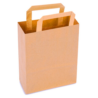 Papiertragetasche mit Flachhenkel 22 x 18 x 8 cm Braun Papiert�ten Papiertasche