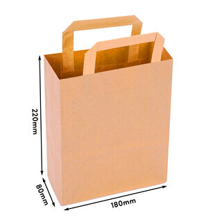 Papiertragetasche mit Flachhenkel 22 x 18 x 8 cm Braun Papiert�ten Papiertasche