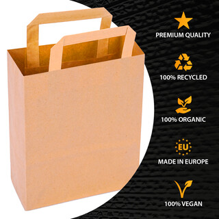 Papiertragetasche mit Flachhenkel 22 x 18 x 8 cm Braun Papiert�ten Papiertasche