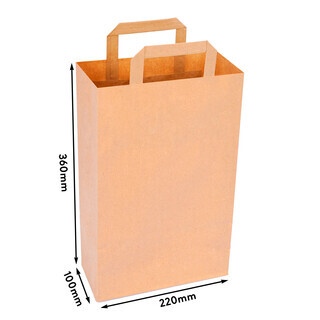 Papiertragetasche mit Flachhenkel 36 x 22 x 10 cm Braun Papiert�ten Papiertasche