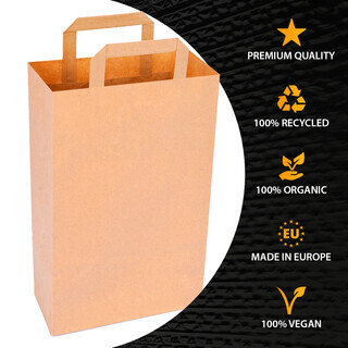 Papiertragetasche mit Flachhenkel 36 x 22 x 10 cm Braun Papiert�ten Papiertasche