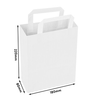 Papiertragetasche mit Flachhenkel 22 x 18 x 8 cm Weiß Papiertüten Bio Papiertasche
