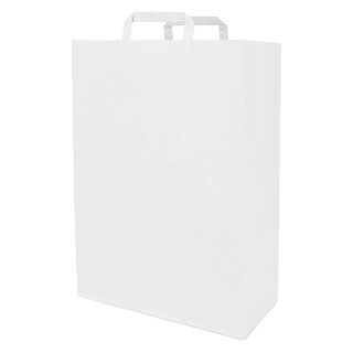 Papiertragetasche mit Flachhenkel 45 x 32 x 16 cm Weiß Papiertüten Bio Papiertasche