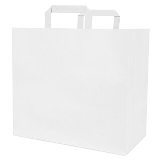 Papiertragetasche mit Flachhenkel 27 x 32 x 17 cm Weiß Papiertüten Bio Papiertasche