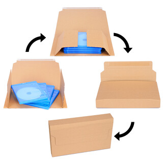 Buchverpackung 250 St�ck selbstklebend, 280 x 205 x 20-70 mm, Universal Wickelverpackung