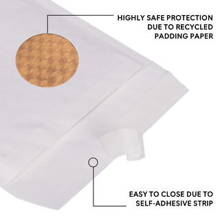 100 Papierpolsterversandtaschen 250 x 350 mm Wei� Versandtaschen mit Papierpolster