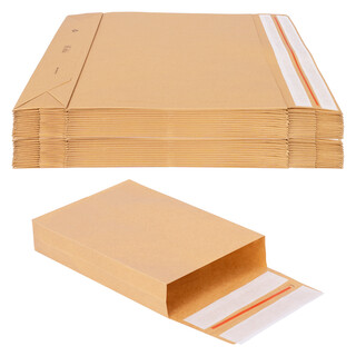 50 Faltentaschen 229x162x40 mm mit Klotzboden, doppelte Haftklebung und Aufrei�faden Versandtasche