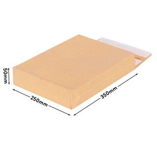 250 Faltentaschen 350x250x50 mm mit Klotzboden, doppelte Haftklebung und Aufrei�faden Versandtasche