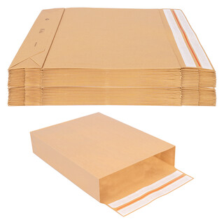 50 Faltentaschen 450x350x120 mm mit Klotzboden, doppelte Haftklebung und Aufrei�faden Versandtasche