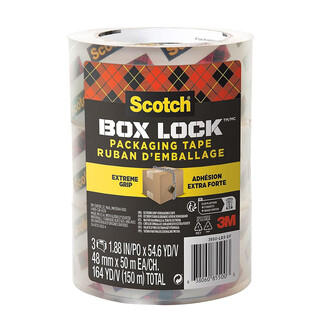 3x Paketklebeband Box Lock 48 mm x 50 m 3950-RD kristallklar - Scotch