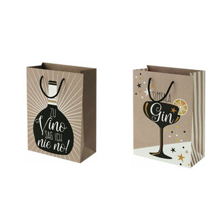 Geschenktasche 16 x 22 x 8 cm aus stabilen Kraftpapier mit Tragekordel in versch. Designs - Susy Card