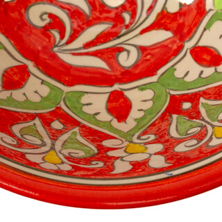 6 Keramikschalen 750 ml Kosa Ø 18 cm Rot-Muster - Traditionelle Usbekische Keramikschüsseln mit handbemaltem Design